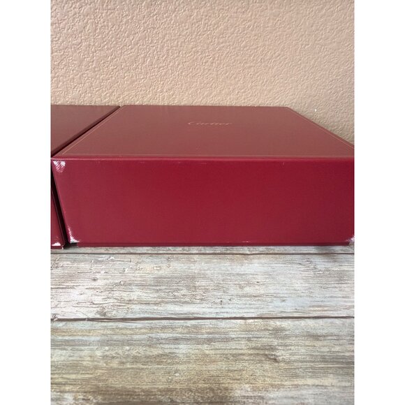 Set of 3 Cartier Red Presentation Jewelry Boxes Gold Logo - Empty - Picture 5 of 16